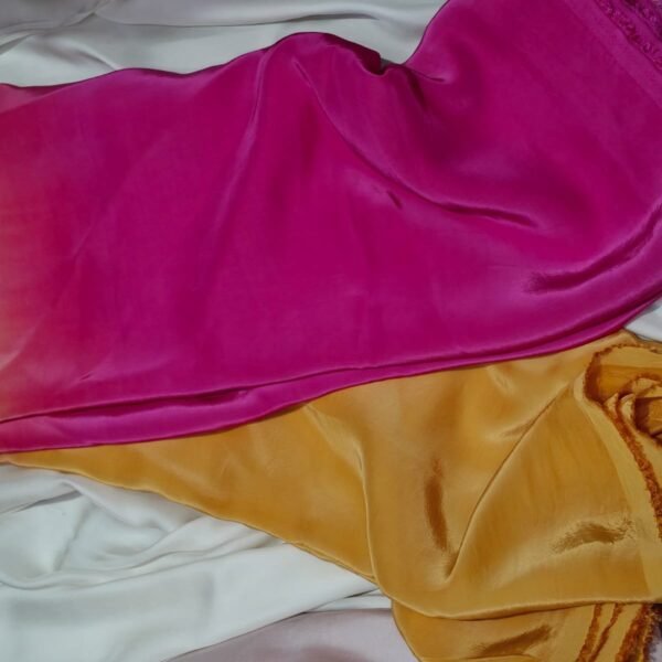 Yellow + Pink Double Shade Natural Crepe Silk