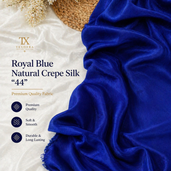 Royal Blue Crepe Silk Fabric (44”) – Premium Quality