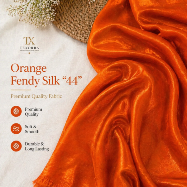 Orange Fendy Silk Fabric (44”) – Premium Soft & Glossy Finish
