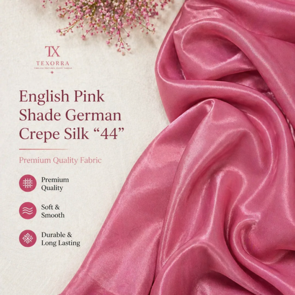 English Pink German Crepe Silk Fabric (44”) – Premium Soft & Elegant Finish