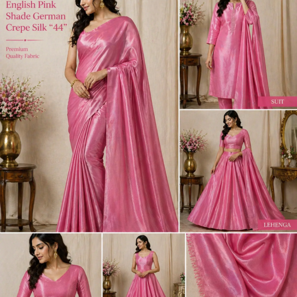 English Pink German Crepe Silk Fabric (44”) – Premium Soft & Elegant Finish