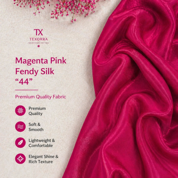 Magenta Pink Fendy Silk Fabric (44”) – Premium Soft & Glossy Finish