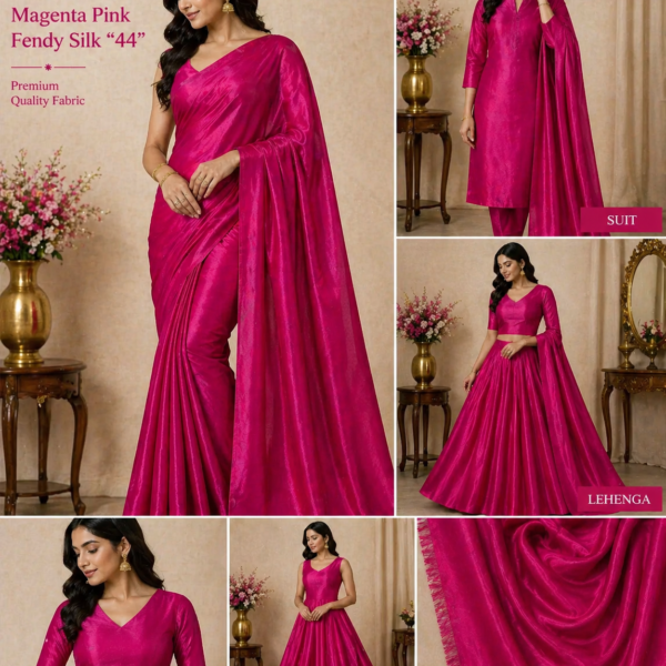 Magenta Pink Fendy Silk Fabric (44”) – Premium Soft & Glossy Finish