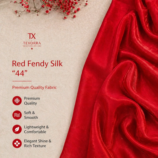 Red Fendy Silk Fabric (44”) – Premium Soft & Glossy Finish
