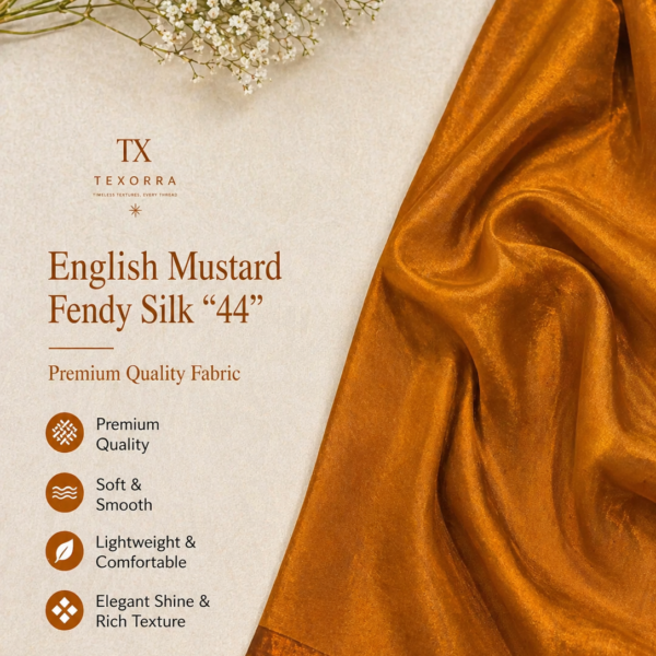 English Mustard Fendy Silk Fabric (44”) – Premium Glossy Finish