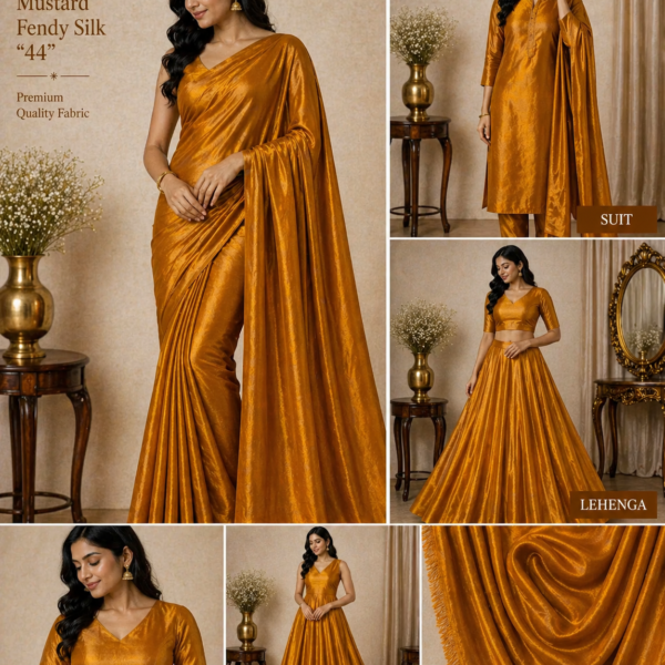English Mustard Fendy Silk Fabric (44”) – Premium Glossy Finish