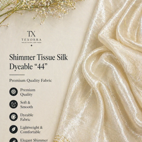 Shimmer Tissue Silk Fabric (44”) – Dyeable Premium Finish
