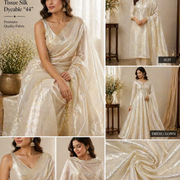 Shimmer Tissue Silk Fabric (44”) – Dyeable Premium Finish