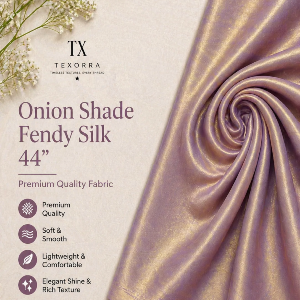 Onion Shade Fendy Silk Fabric (44”) – Dual Tone Gold Shine