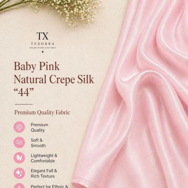 Baby Pink Natural Crepe Silk Fabric (44”) – Soft Luxury Finish