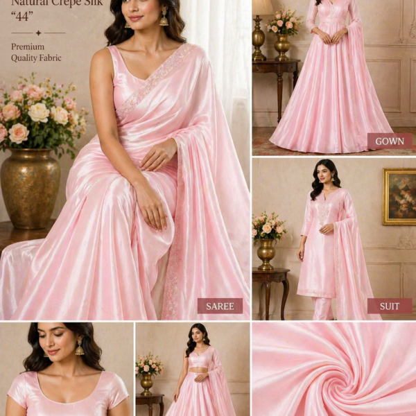 Baby Pink Natural Crepe Silk Fabric (44”) – Soft Luxury Finish