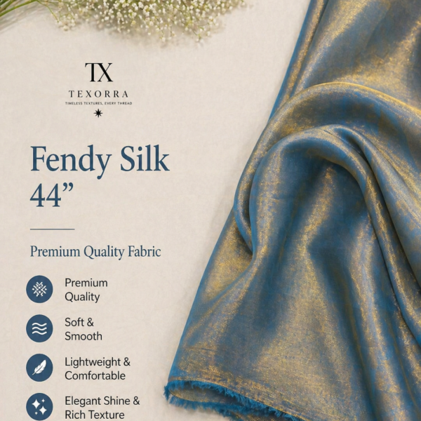 Dual Tone Fendy Silk Fabric (44”) – Gold Teal Premium Finish
