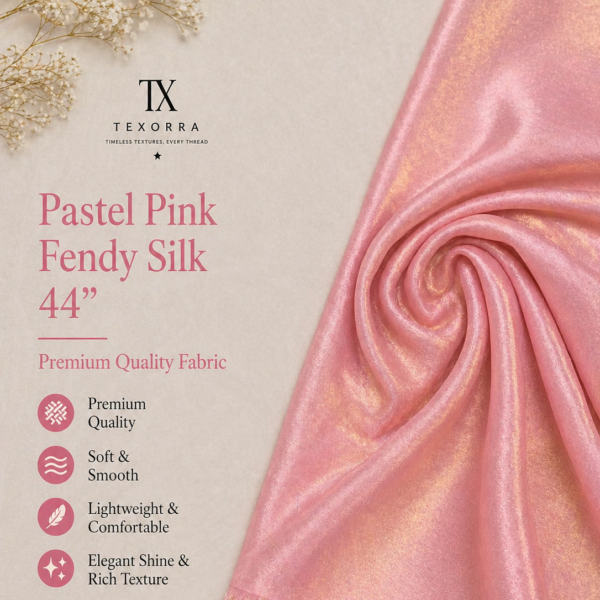 Pastel Blush Pink Fendy Silk Fabric (44”) – Soft Dual Tone Shine