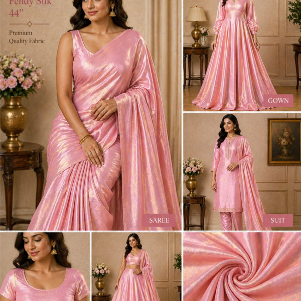 Pastel Blush Pink Fendy Silk Fabric (44”) – Soft Dual Tone Shine