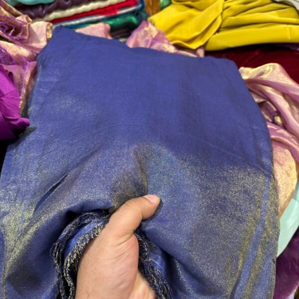 Navy Blue Shimmer Tissue Silk
